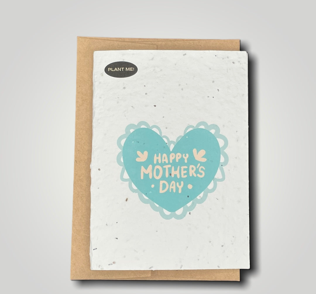 Happy Mothers Day Green Heart Plantable Greeting Card Plantable Greetings